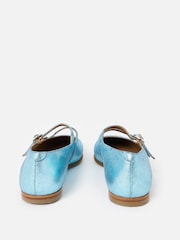 Oliver Bonas Blue Mary Jane Double Buckle Leather Shoes - Image 4 of 6