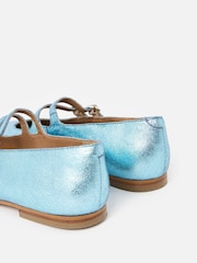 Oliver Bonas Blue Mary Jane Double Buckle Leather Shoes - Image 5 of 6