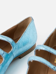 Oliver Bonas Blue Mary Jane Double Buckle Leather Shoes - Image 6 of 6