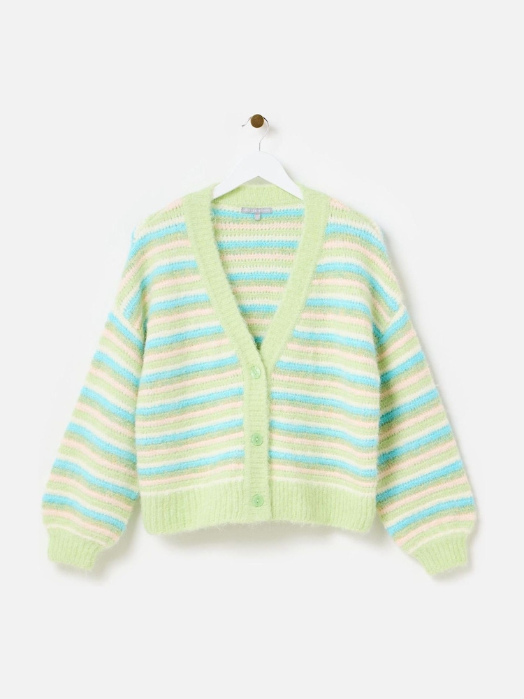Oliver Bonas Green Striped Knitted Cardigan - Image 2 of 7