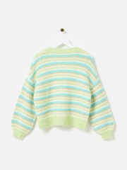 Oliver Bonas Green Striped Knitted Cardigan - Image 3 of 7