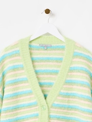 Oliver Bonas Green Striped Knitted Cardigan - Image 5 of 7