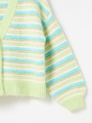 Oliver Bonas Green Striped Knitted Cardigan - Image 6 of 7