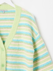 Oliver Bonas Green Striped Knitted Cardigan - Image 7 of 7