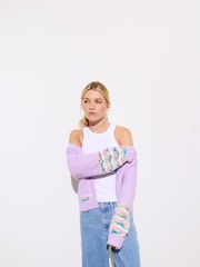 Oliver Bonas Purple Open Front Knitted Cardigan - Image 2 of 9