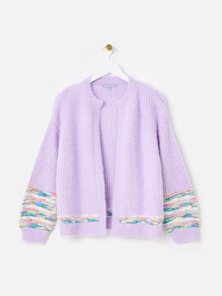 Oliver Bonas Purple Open Front Knitted Cardigan - Image 4 of 9