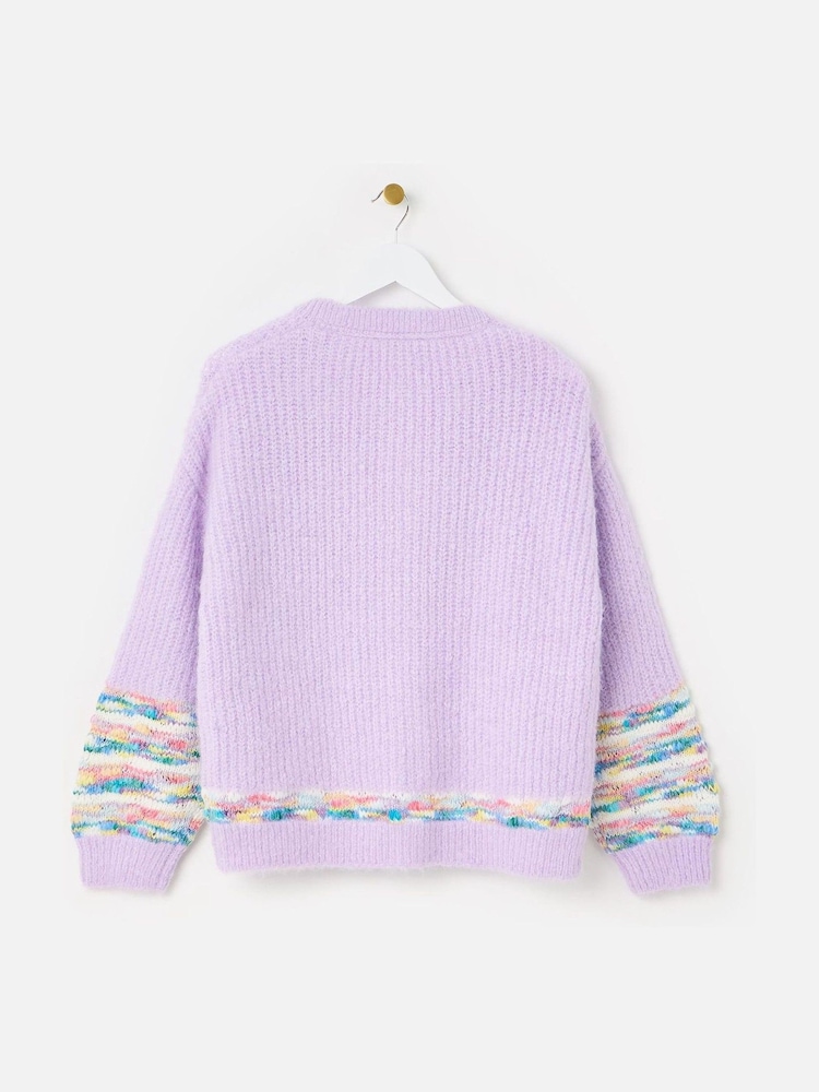 Oliver Bonas Purple Open Front Knitted Cardigan - Image 5 of 9
