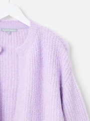 Oliver Bonas Purple Open Front Knitted Cardigan - Image 8 of 9