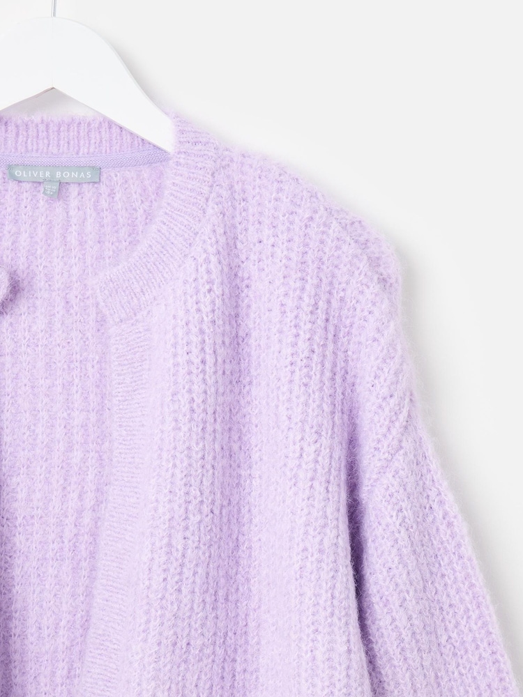 Oliver Bonas Purple Open Front Knitted Cardigan - Image 8 of 9