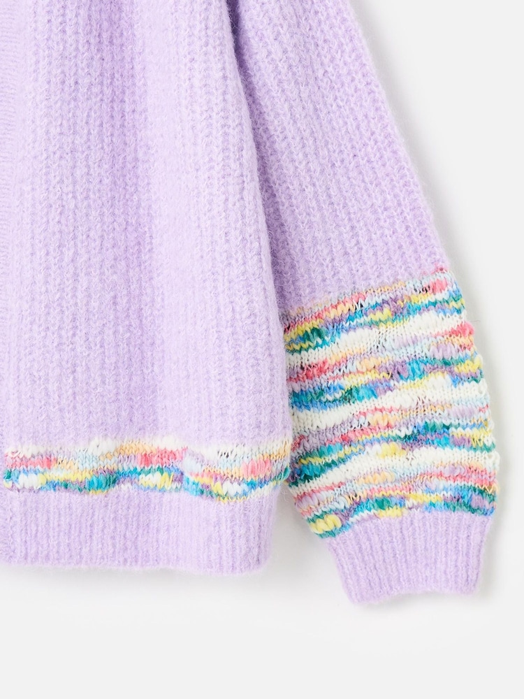 Oliver Bonas Purple Open Front Knitted Cardigan - Image 9 of 9