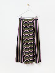 Oliver Bonas Green Wave Geometric Midi Skirt - Image 2 of 7