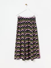 Oliver Bonas Green Wave Geometric Midi Skirt - Image 3 of 7