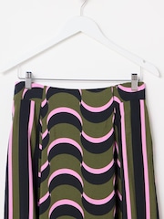 Oliver Bonas Green Wave Geometric Midi Skirt - Image 4 of 7