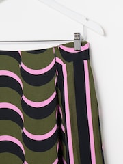 Oliver Bonas Green Wave Geometric Midi Skirt - Image 5 of 7