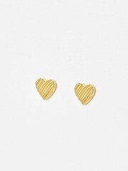 Oliver Bonas Gold Tone Veda Wavy Lines Heart Stud Earrings - Image 2 of 5