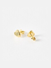 Oliver Bonas Gold Tone Veda Wavy Lines Heart Stud Earrings - Image 3 of 5
