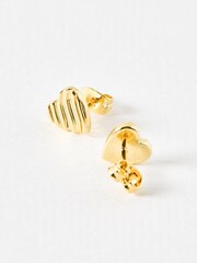 Oliver Bonas Gold Tone Veda Wavy Lines Heart Stud Earrings - Image 4 of 5