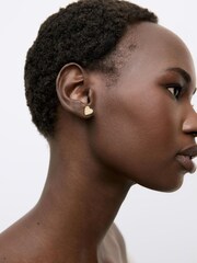 Oliver Bonas Gold Tone Veda Wavy Lines Heart Stud Earrings - Image 5 of 5