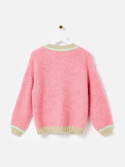 Oliver Bonas Pink Boucle Knitted Bomber Jacket - Image 4 of 8