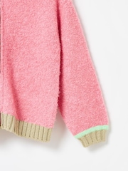 Oliver Bonas Pink Boucle Knitted Bomber Jacket - Image 7 of 8