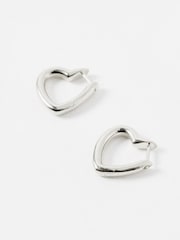 Oliver Bonas Silver Tone Polly Puffy Heart Profile Small Hoop Earrings - Image 1 of 4