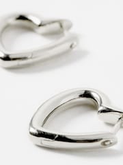 Oliver Bonas Silver Tone Polly Puffy Heart Profile Small Hoop Earrings - Image 2 of 4