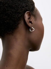 Oliver Bonas Silver Tone Polly Puffy Heart Profile Small Hoop Earrings - Image 4 of 4