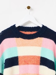 Oliver Bonas Blue Colour Block Knitted Jumper - Image 4 of 7