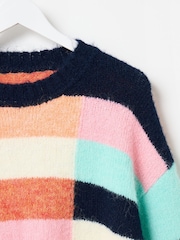 Oliver Bonas Blue Colour Block Knitted Jumper - Image 7 of 7