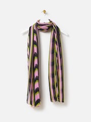 Oliver Bonas Black Geometric Pleated Lightweight Scarf - Image 1 of 5