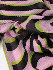 Oliver Bonas Black Geometric Pleated Lightweight Scarf - Image 5 of 5