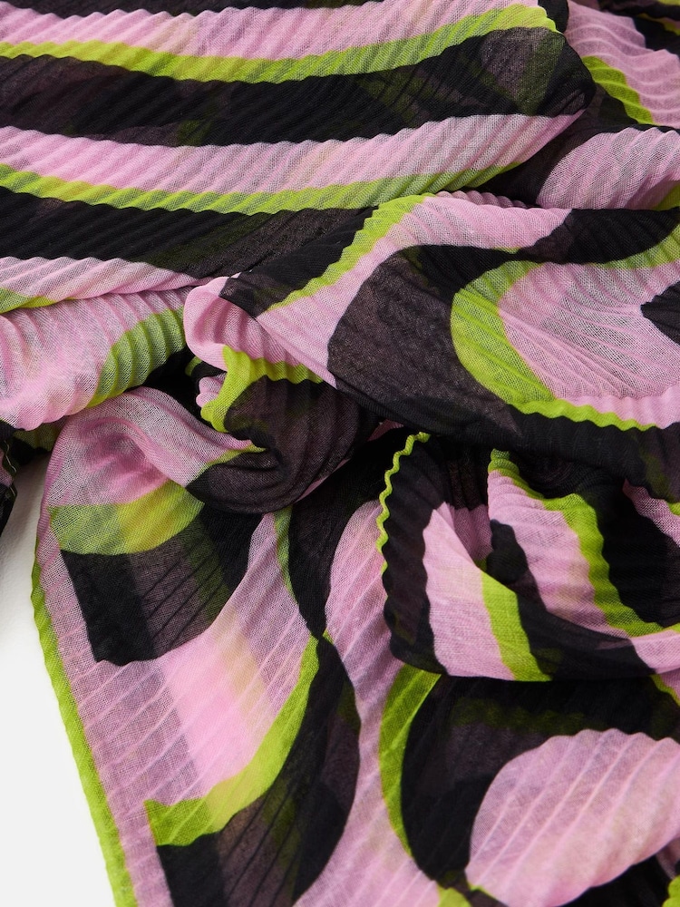 Oliver Bonas Black Geometric Pleated Lightweight Scarf - Image 5 of 5