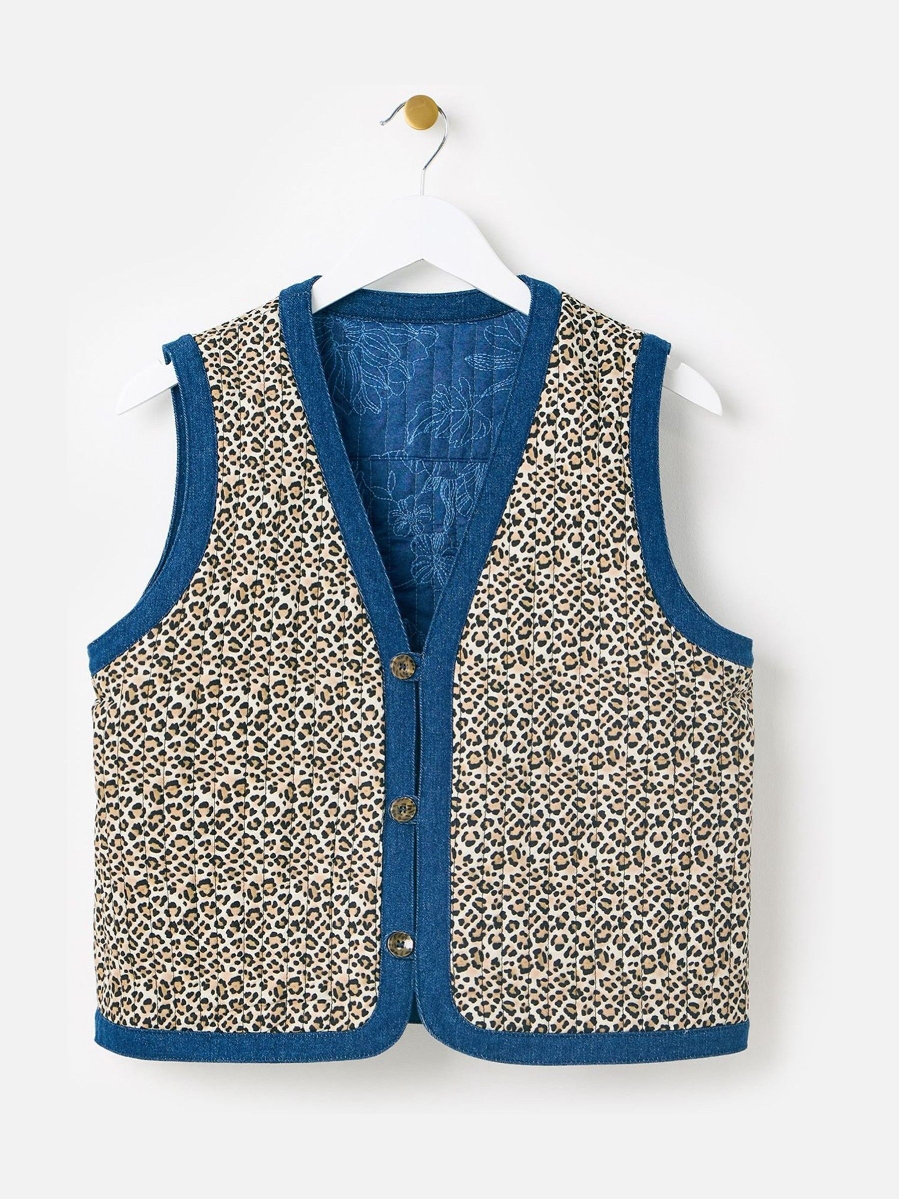 Buy Oliver Bonas Blue Denim Embroidered Reversible Gilet
