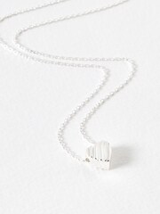 Oliver Bonas Silver Tone Veda Wavy Lines Sterling Heart Pendant Necklace - Image 1 of 1