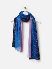 Oliver Bonas Blue Foil Pleated Lightweight Scarf - Image 1 of 5