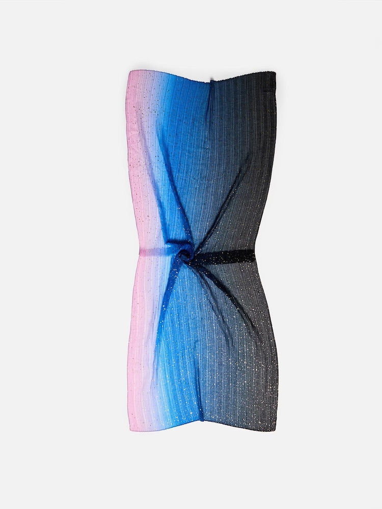 Oliver Bonas Blue Foil Pleated Lightweight Scarf - Image 2 of 5