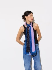 Oliver Bonas Blue Foil Pleated Lightweight Scarf - Image 5 of 5