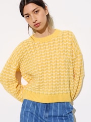 Oliver Bonas Pink Wavy Stripe Knitted Jumper - Image 1 of 7