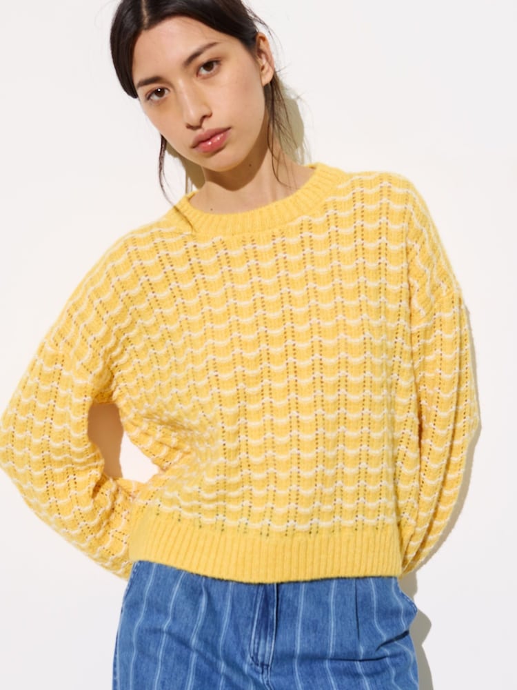 Oliver Bonas Pink Wavy Stripe Knitted Jumper - Image 1 of 7