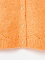 Oliver Bonas Orange Pointelle V-Neck Knitted Cardigan - Image 4 of 6