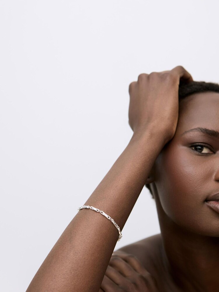 Oliver Bonas Silver Tone Elin Textured Bars Chain Bracelet - Image 4 of 4 Oliver Bonas Silver Tone Elin Textured Bars Chain Bracelet - Image 4 of 4