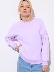 Oliver Bonas Purple Washed Longline 100% Cotton Sweatshirt - Image 1 of 9