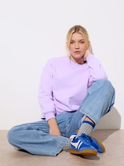 Oliver Bonas Purple Washed Longline 100% Cotton Sweatshirt - Image 2 of 9