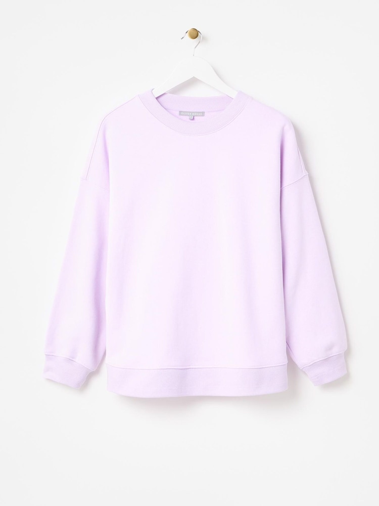 Oliver Bonas Purple Washed Longline 100% Cotton Sweatshirt - Image 9 of 9