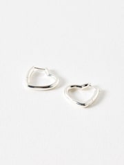 Oliver Bonas Silver Tone Polly Puffy Heart Profile Hoop Earrings - Image 1 of 4