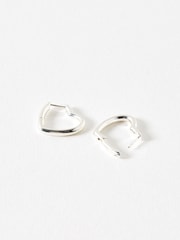 Oliver Bonas Silver Tone Polly Puffy Heart Profile Hoop Earrings - Image 2 of 4