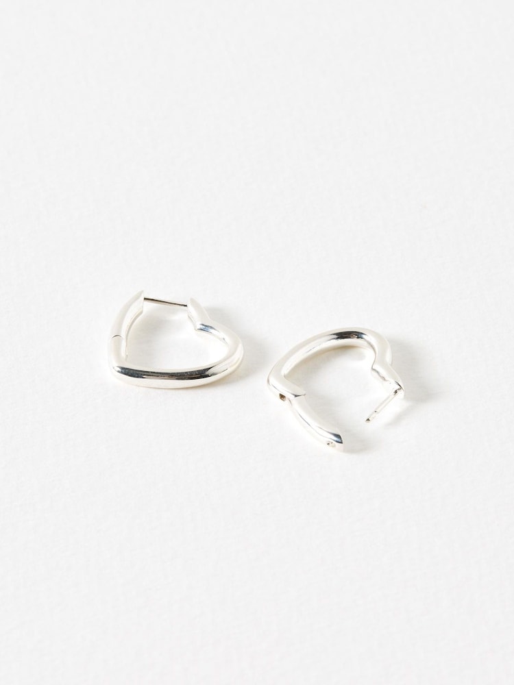 Oliver Bonas Silver Tone Polly Puffy Heart Profile Hoop Earrings - Image 2 of 4 Oliver Bonas Silver Tone Polly Puffy Heart Profile Hoop Earrings - Image 2 of 4