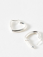 Oliver Bonas Silver Tone Polly Puffy Heart Profile Hoop Earrings - Image 3 of 4