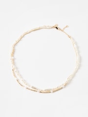 Oliver Bonas White Felicity Double Row Layered Pearl Necklace - Image 1 of 4