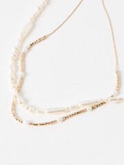 Oliver Bonas White Felicity Double Row Layered Pearl Necklace - Image 2 of 4